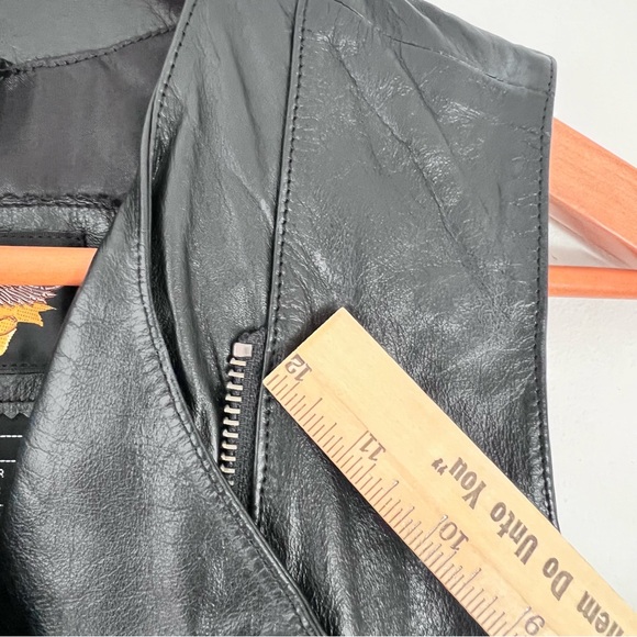 VTG HarleyDavidson "An American Legend" Women's Small Black Leather Vest CA03402 - Picture 12 of 14